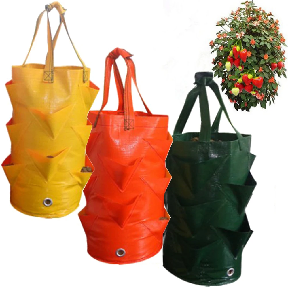 

3 Gallon Vertical Garden PE Fabric Strawberry Planter Grow Bag Vegetable Planting Tools Pots Gardening Wall Hanging Flower