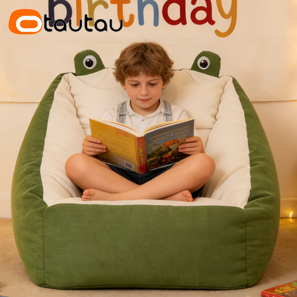 

OTAUTAU Children Cute Frog Bean Bag Cover Armchiar Pouf SF419【No Filler Inside! You Need To Buy Filler By Yourself !】