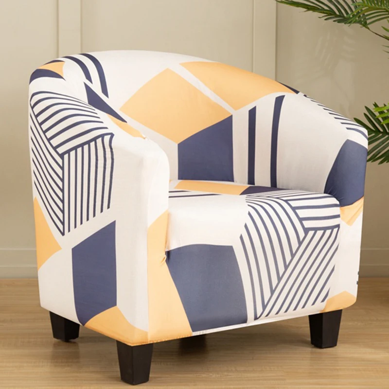 Printed Sofa Cover Stretch Single Seater Armchair Covers Semicircle All Inclusive Club Chair Case for Living Room Hotel Bar