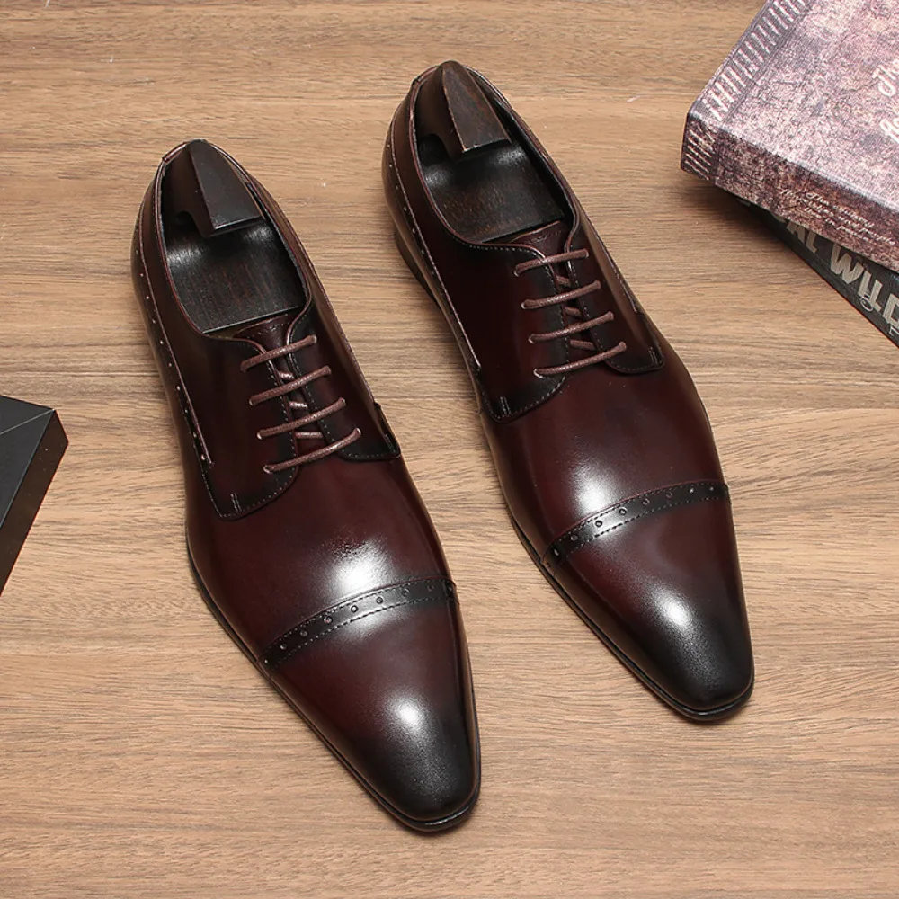 New Autumn Men's Business Formal Leather Shoes British Style Pointed Toe Single Shoes Groom Wedding Dress Shoes for Men