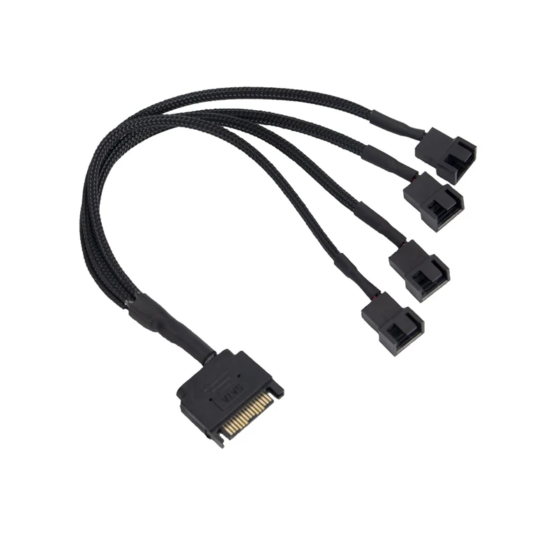 Top-Cooling Fan Adapter Cable, 15 Pin SATA To 4 X 3 Pin / 4 Pin PMW 12V PC Case Fan Power Adapter Cable To 15 Pin SATA