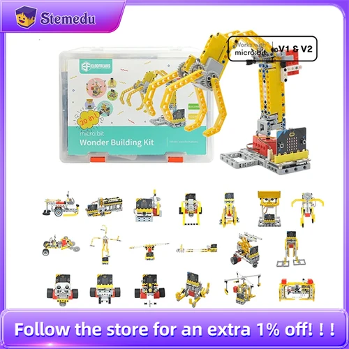 ELECFREAKS Micro:bit 32 en 1 Wonder Building Kit Wukong placa de expansión para rompecabezas bloques de construcción Microbit niños divertido codificación STEM