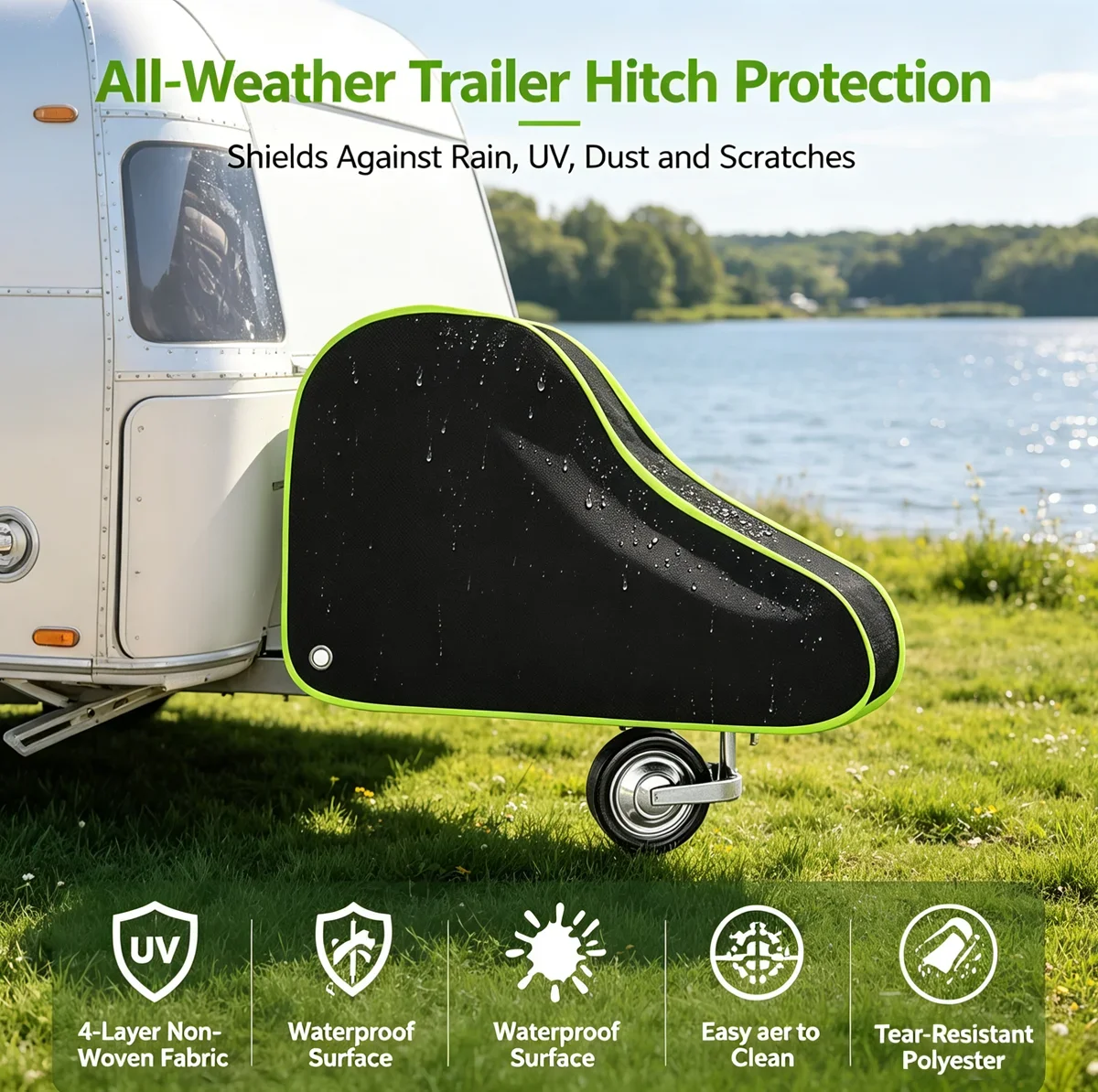 1Pc Universal Caravans Trailer Towing Hitch Cover Waterproof Dustproof Camper Coupling Lock Tongue Cover Breathable Protector