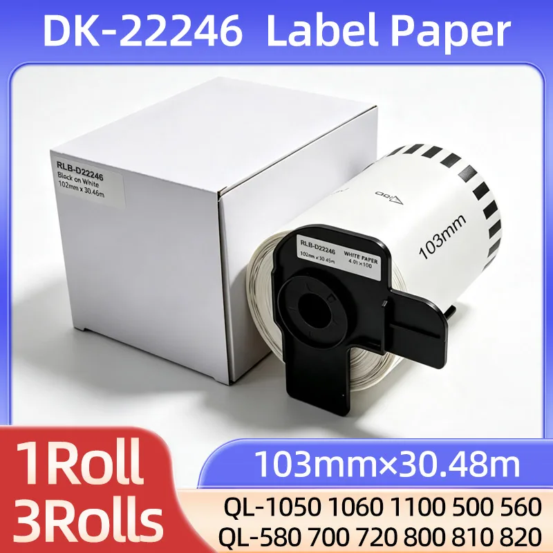 1roll 3rolls DK-22246 DK22246 Label Paper 103mm*30.48m shipping label Compatible for Brother QL-500 QL-1050 Thermal Printer