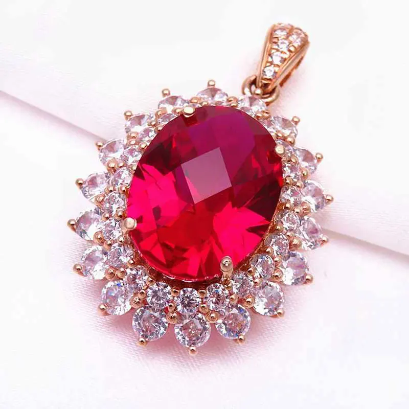 

Подвеска-солнце 4K из розового золота с рубином, 585 пробы, из желтого золота, женский подарок, модные ювелирные изделия, малая серия, Philoxenia