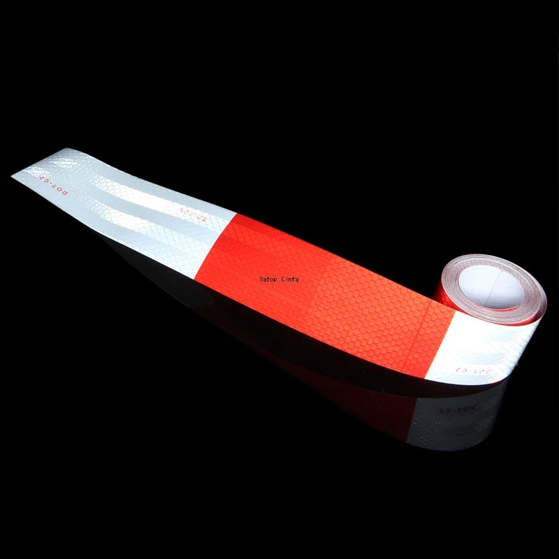 DOT-C2 Truck Reflective Safety Tape Red White Conspicuity Safety Warning Reflectors Film Waterproof Adhesive Sticker For Vehicle