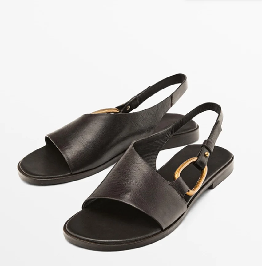 

2026 Spring Summer Open Toe Sandals Flats Back Strap Flat Heel Shoes Oxfords Loafers Casual Beach Gothic Punk Shoes Streetwear