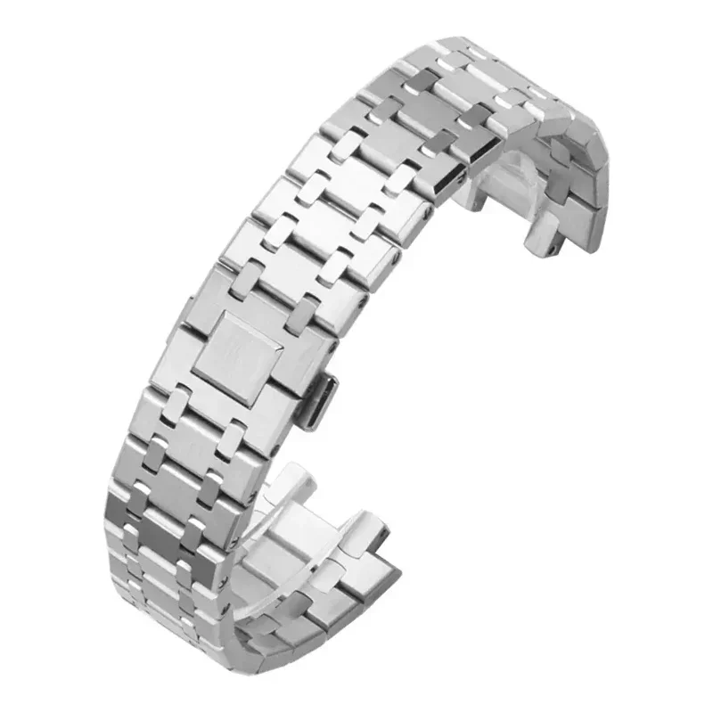 Per Ap Royal Oak 15400/26331/15500 cinturino per orologio argentato da 26 mm in acciaio inossidabile massiccio impermeabile antiruggine da uomo