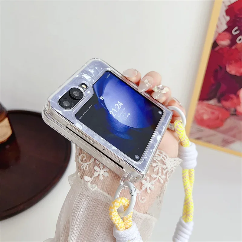 Luxury Conch Shell Texture Phone Case for Samsung Galaxy Z Flip 6 5 4 3 Z Flip4 Flip5  5G Cover Silicone Cute Cases for Women