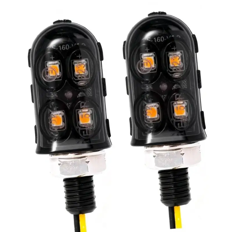 Pair High Visibility 4x LED Motorcycle Turn Signals Weatherproof Simple Mounting Simple Installation for Motorbike