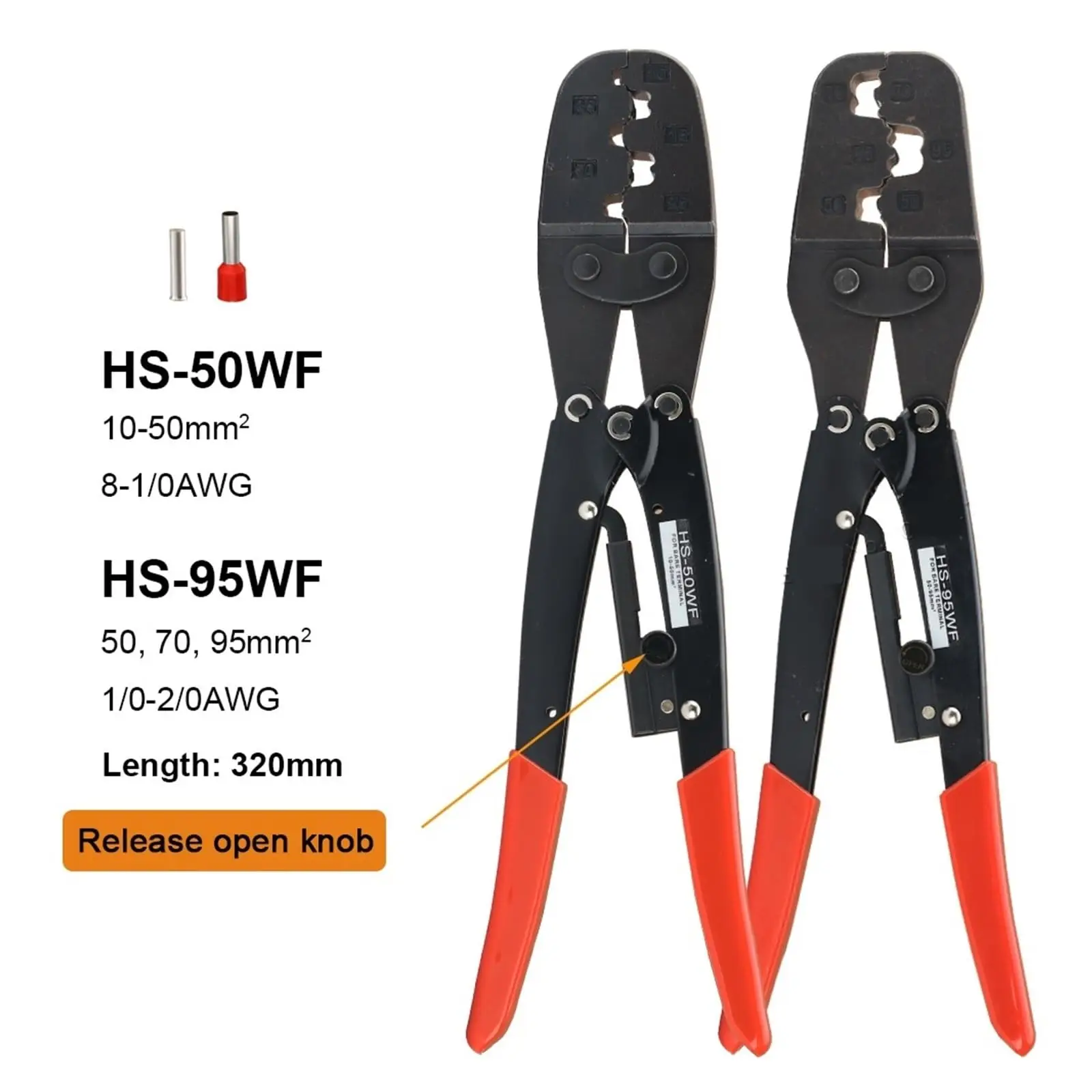 

Crimping Pliers HS-95WF 50 70 95 mm2 Pipe Laces Cable Connector Wire End Ferrules Crimper Electric Crimp Tool