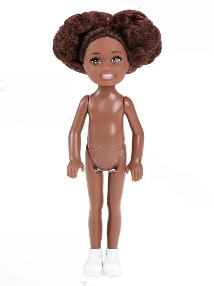 15cm Mini Kelly 5-inch Little Boy Dark Ordinary Skin Naked Body Black Male Doll Reborn Bjd 1/12 Toys for Girls Blonde Black Hair