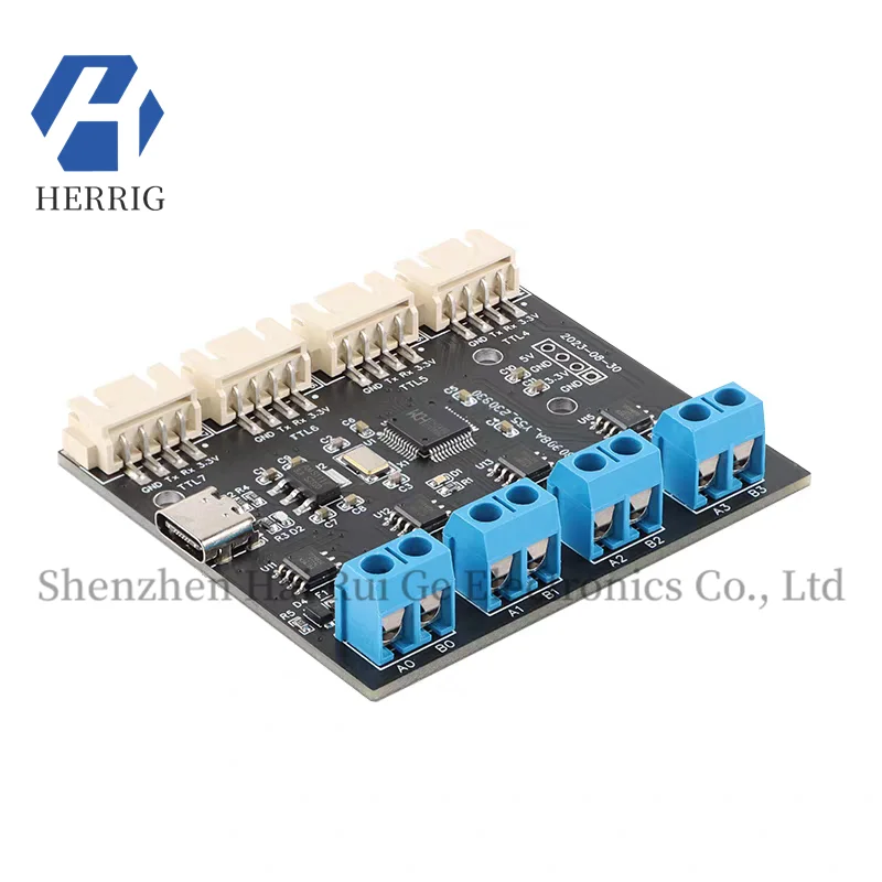 

USB Type-C до 4 последовательных порта UART TTL 4 модуля последовательного порта RS485 Многоканальная плата расширения CH348