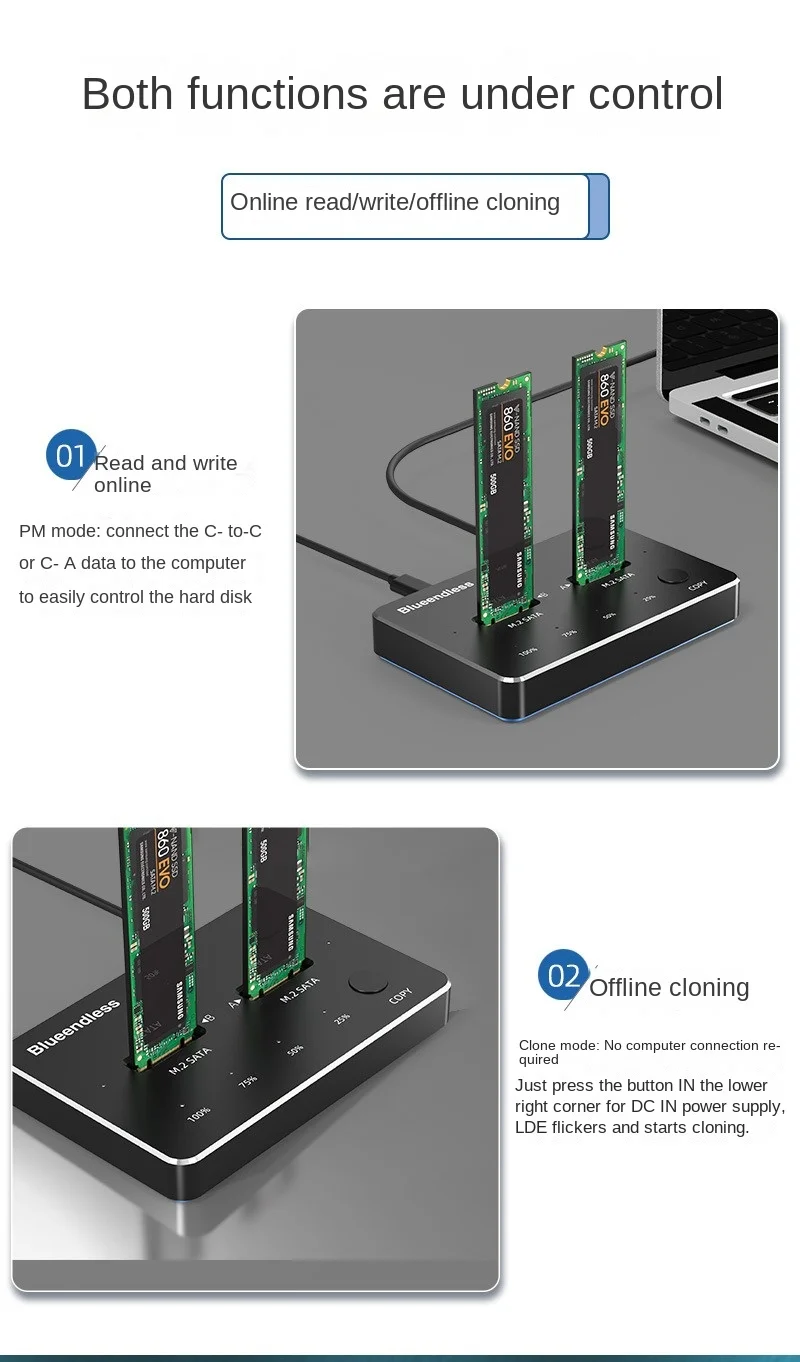 SSD 인클로저 M.2 도킹 스테이션, USB C SSD 케이스, NVME 및 NGFF HDD SSD 도킹 스테이션, 솔리드 스테이트 디스크 인클로저, M.2 SSD 케이스