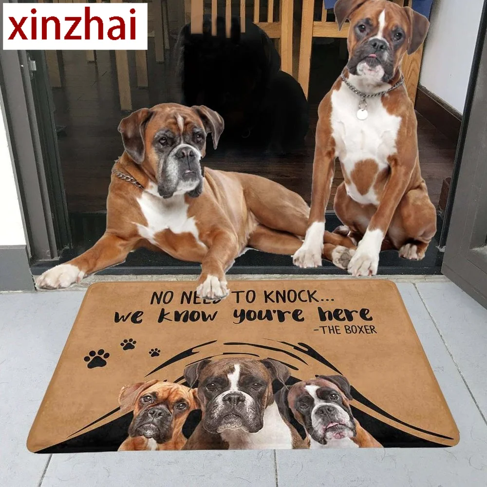 CLOOCL No Need To Knock Boxer Doormat 3D Printed My Dog Doormat Non Slip Door Floor Mat Decor Porch Doormat 40x60cm DropShipping