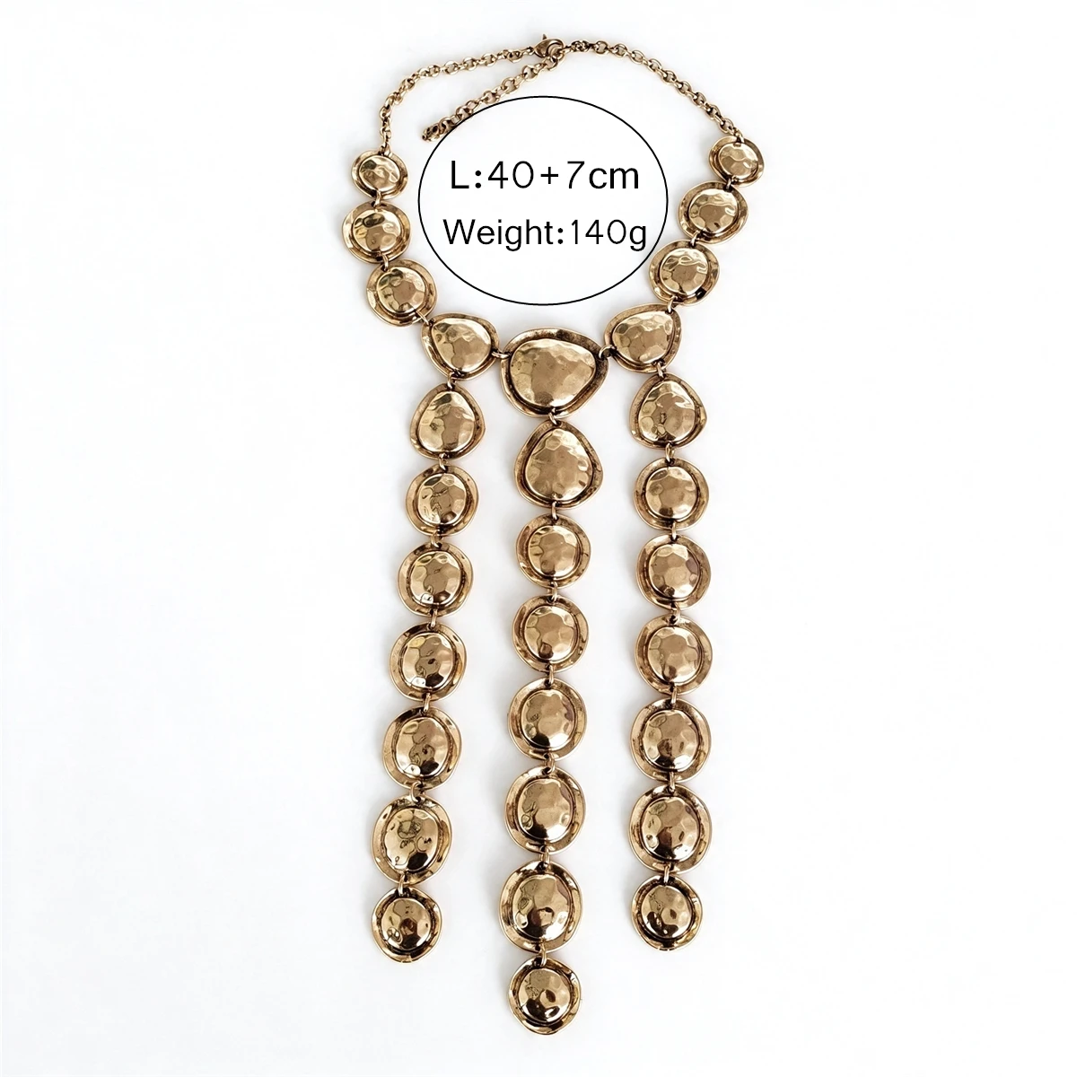 Boho Vintage Hammered Disc Long Pendant Tassel Necklace Women Indian Ethnic Statement Retro Metal Piece Waterfall Necklace Jewel