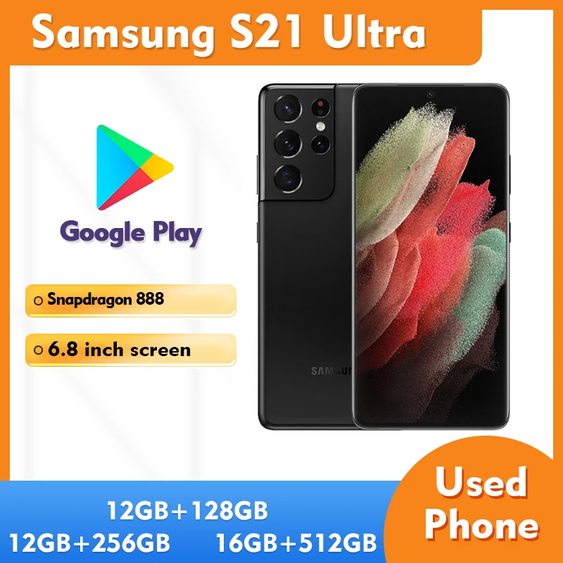 هاتف Samsung Galaxy S21 Ultra 5G الذكي 128GB/256GB/512GB ROM 12GB/16GB RAM CPU Snapdragon 888 108MP هاتف مستعمل #1