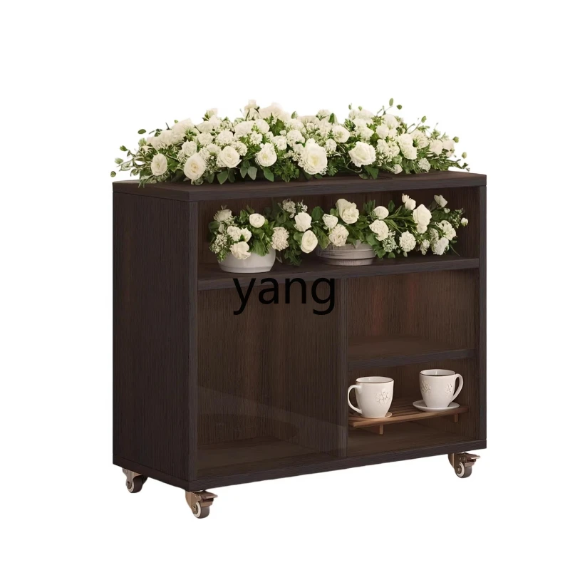 

YHM living room floor-to-ceiling movable high-end teacup storage rack