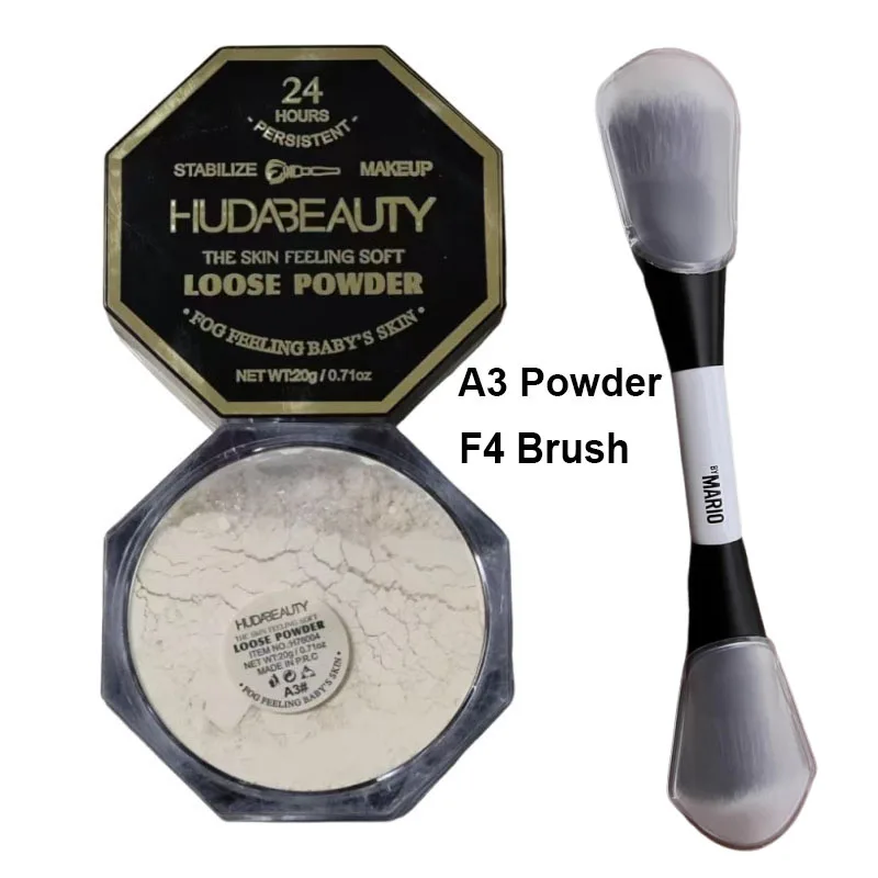 Juego de maquillaje facial con polvo suelto y pincel F4, Base de control de aceite, corrector, maquillaje, contorno de ojos, punto, círculo oscuro