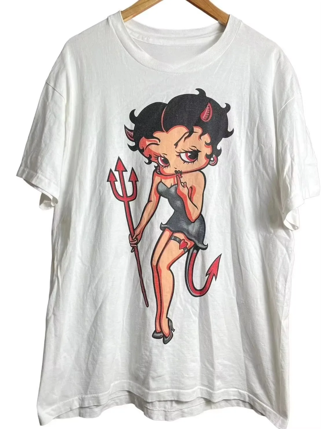 Betty Boop Devil Vintage Pin‑Up Cartoon Graphic T-Shirt Cotton Men Women Streetwear Tee