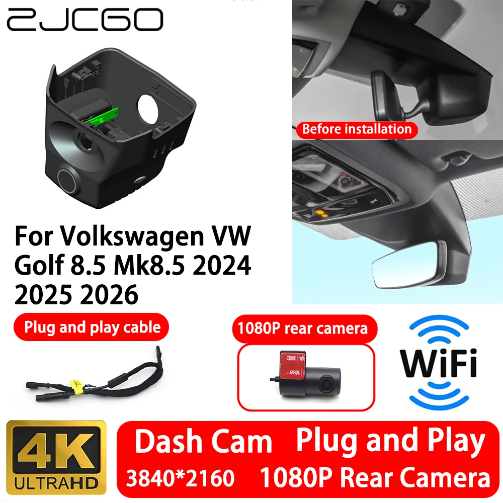 

for Volkswagen VW Golf 8.5 Mk8.5 2024 2025 2026 4K Front Rear Camera Dash Cam Wifi Plug and Play Video Recorde Loop Recording