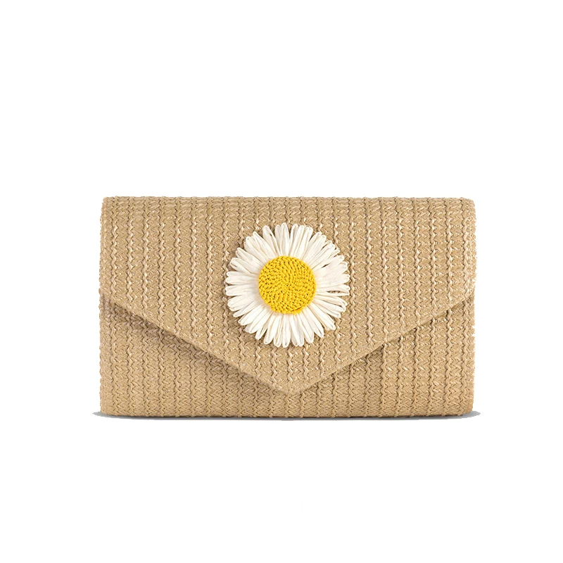 

3pcs Crossbody Bags Women Straw Weave Flower Decoration Flap Cover Shoulder Bag