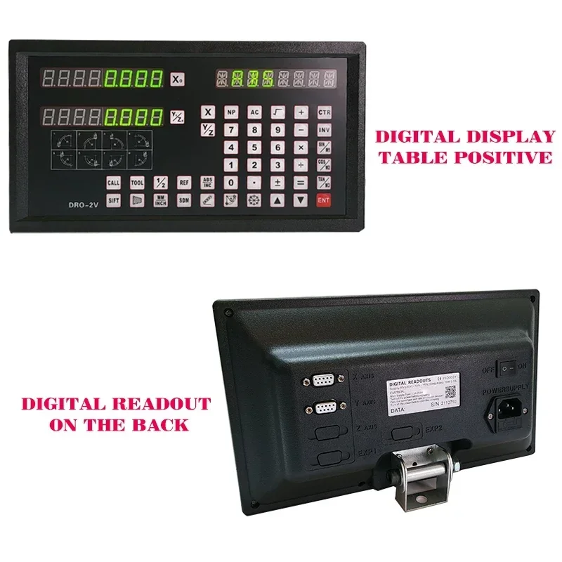 Profesjonalny wyświetlacz cyfrowy DRO-2V i 2 sztuki liniowej szklanej linijki enkodera do frezarek tokarskich