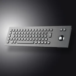 Black Rugged Panel Mount Trackball Stainless Steel Industrial Keyboard For Machine