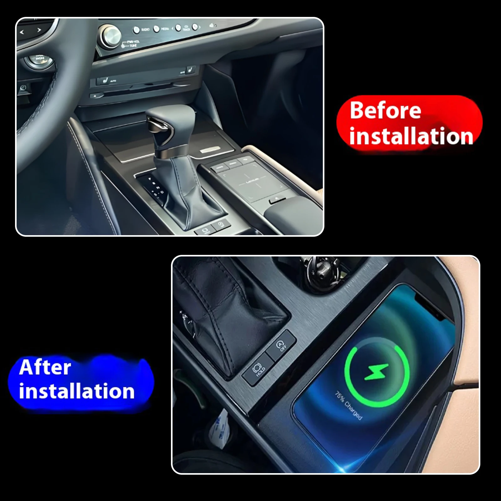 2 DIN The Latest For Lexus ES 2022-2023 Car center console phone charger fast wireless charger charging plate charging holder