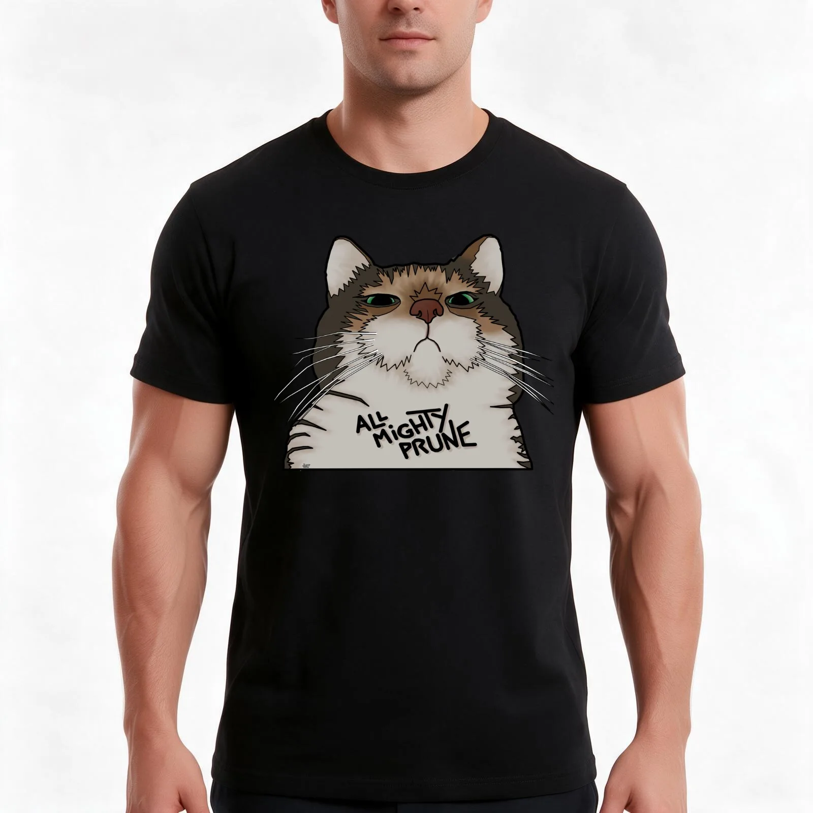 All Mighty Prune T-Shirt, Summer Casual Cotton Tee, Oversized Streetwear Tops, Vintage Graphic Print, Loose Fit Short Sleeve