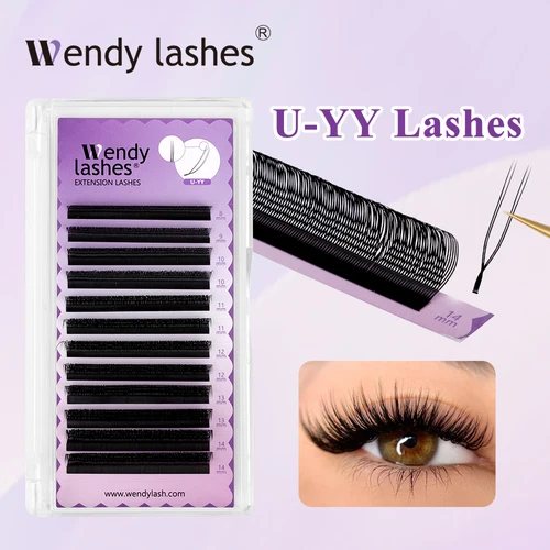 Wendy-pestañas YY en forma de U, extensión de pestañas postizas, Cosplay, pestañas dobles, pestañas 2D YY, pestañas prefabricadas, volumen de pestañas postizas