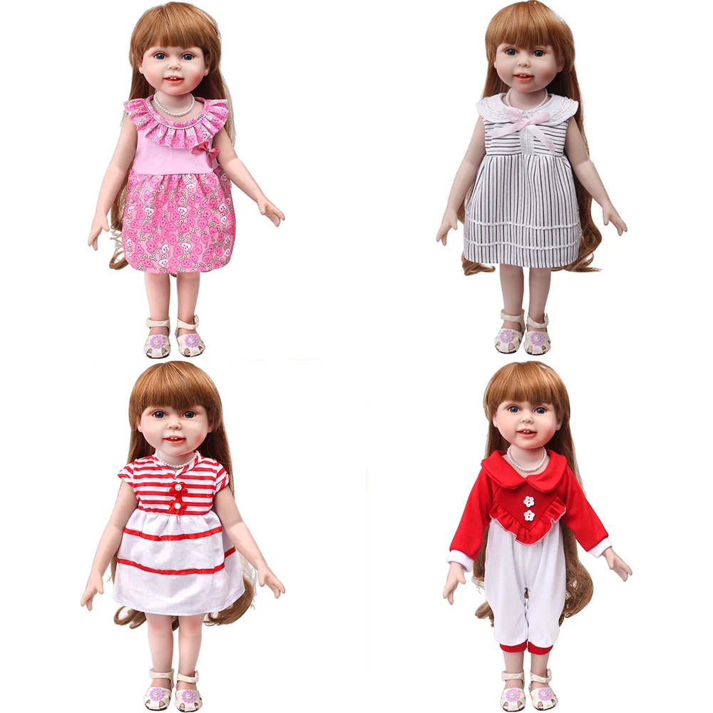 18 Inch Doll Girl Daily Dress, Color Blocking, Simple Design, Children's Favorite Colors, Doll Clothing, Dressing, Acc