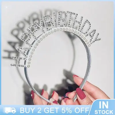 Simple Style Birthday Crown Workmanship Happy Birthday Headband Full Drilling Full Drill Hair Hoop Fashion Trends Birthday Hat