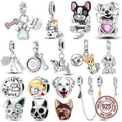 925 Sterling Silver Pink Cats Dogs Claw Bone Animal Charms Beads Fit  925 Original Bracelets DIY Birthday Jewelry Making