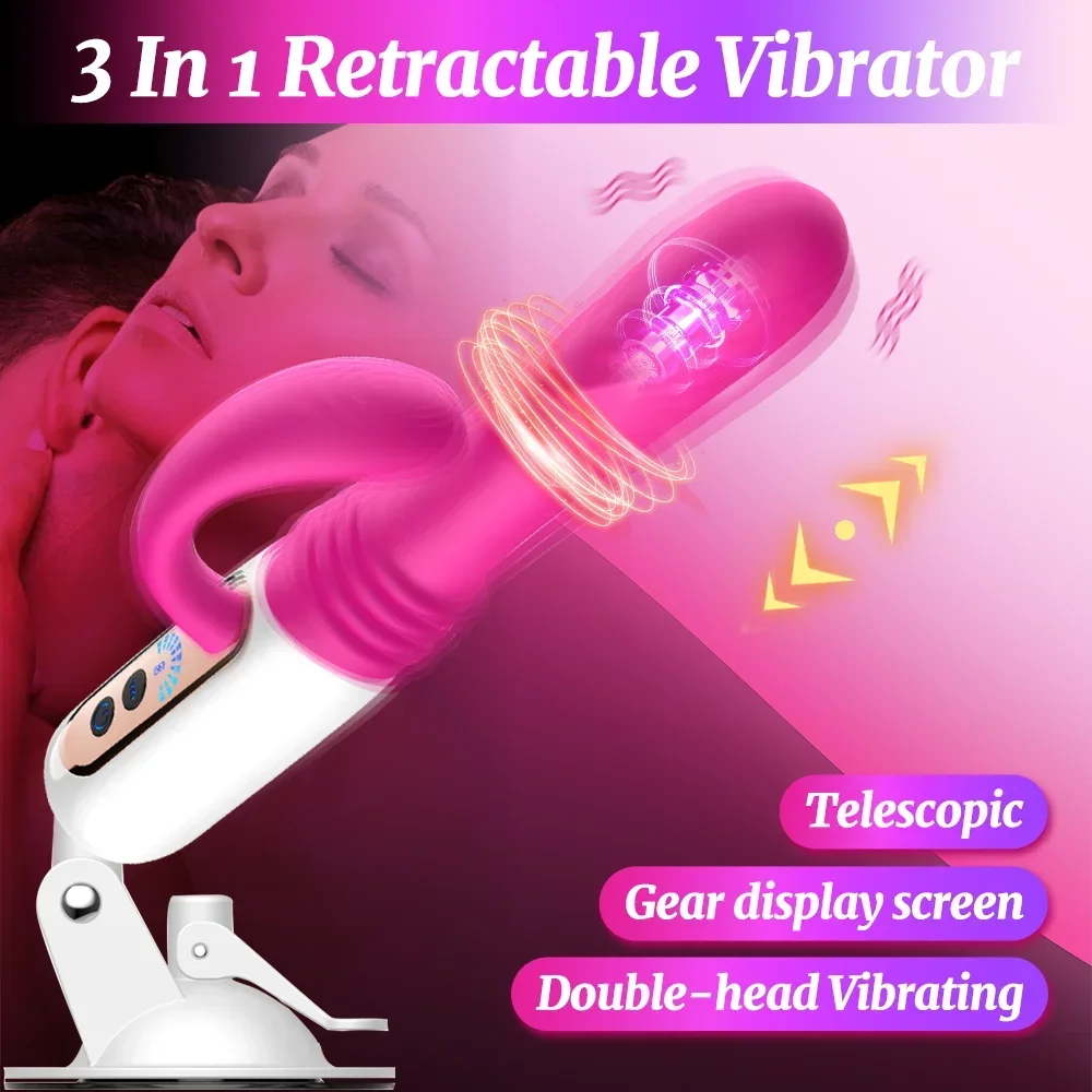 Telescopic Vibrator Automatic Dildo Gun Double Head Clitoral G-Spot Stimulation Female Masturbator Sex Machine Adult Sex Toy