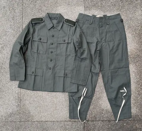 Reproduction Cosplay  WWII GERMAN WH EM HBT M43 FIELD  UNIFORM SET TUNIC AND TROUSERS