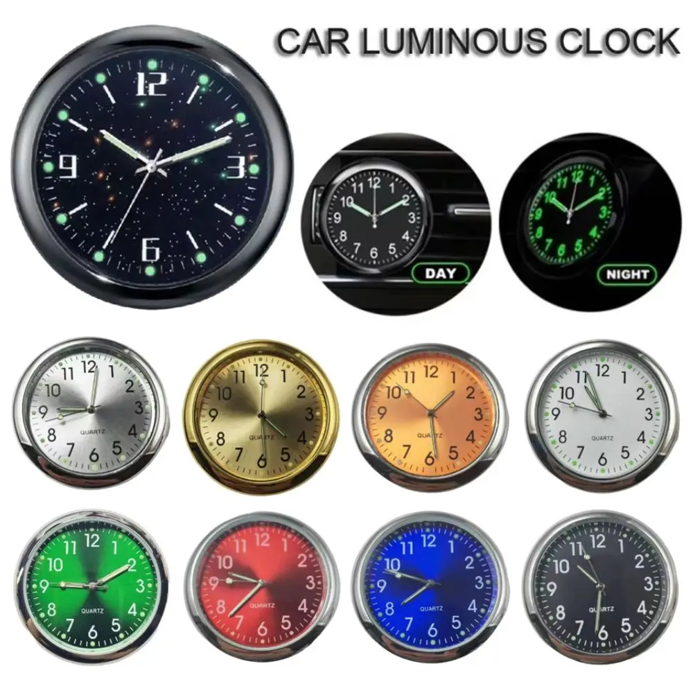 Durable Luminous Car Clock Waterproof Self Adhesive Air Outlet Clock with Clip 4cm Digital Watch Vehicle Interior Supplies