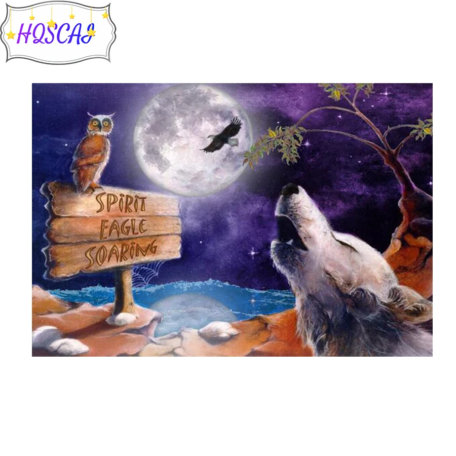 

5D diy diamond painting Wolf cat eagle animal full diamond round diamond mosaic pattern home decoration DIY handmade art picture