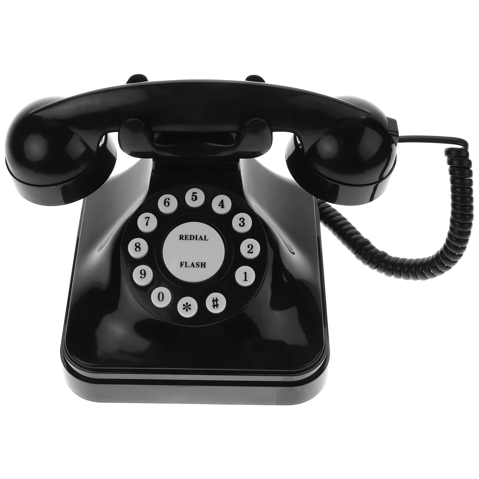 

Retro Vintage Desk Phone for Home Office Corded Landline Prop Old Style Classical Design Decorative Miniature Model