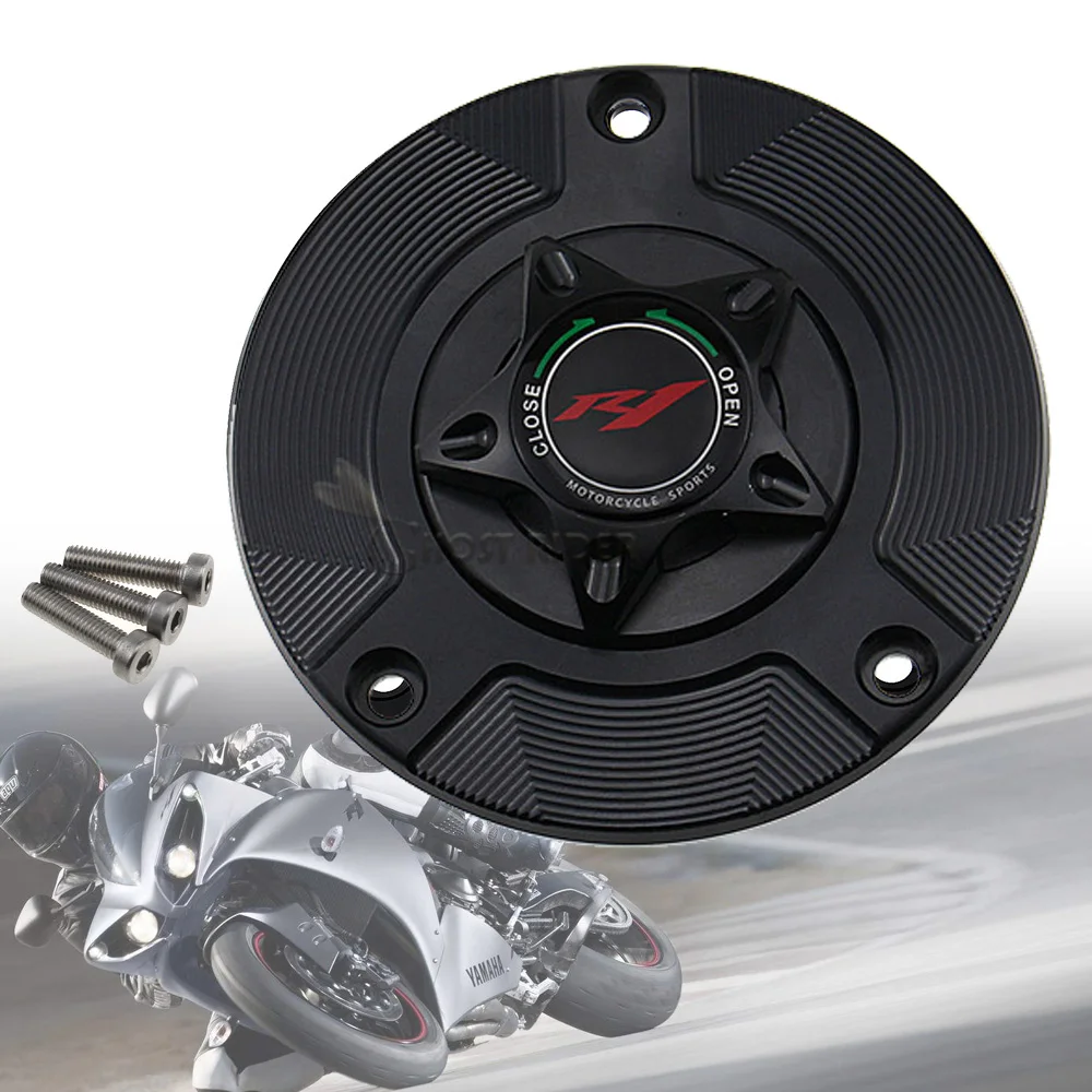 CNC Aluminum Keyless Motorcycle Fuel Gas Tank Cap Cover For Yamaha R1 YZFR1 (all years) 1998-2020(...2015 2016 2017 2018 2019