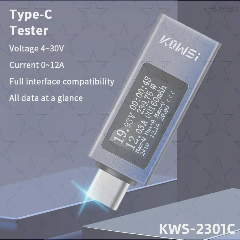 

Цифровой измеритель Type-C KWS2301, тестер 11-в-1 для постоянного напряжения и амперы, индикатор мобильного зарядного устройства