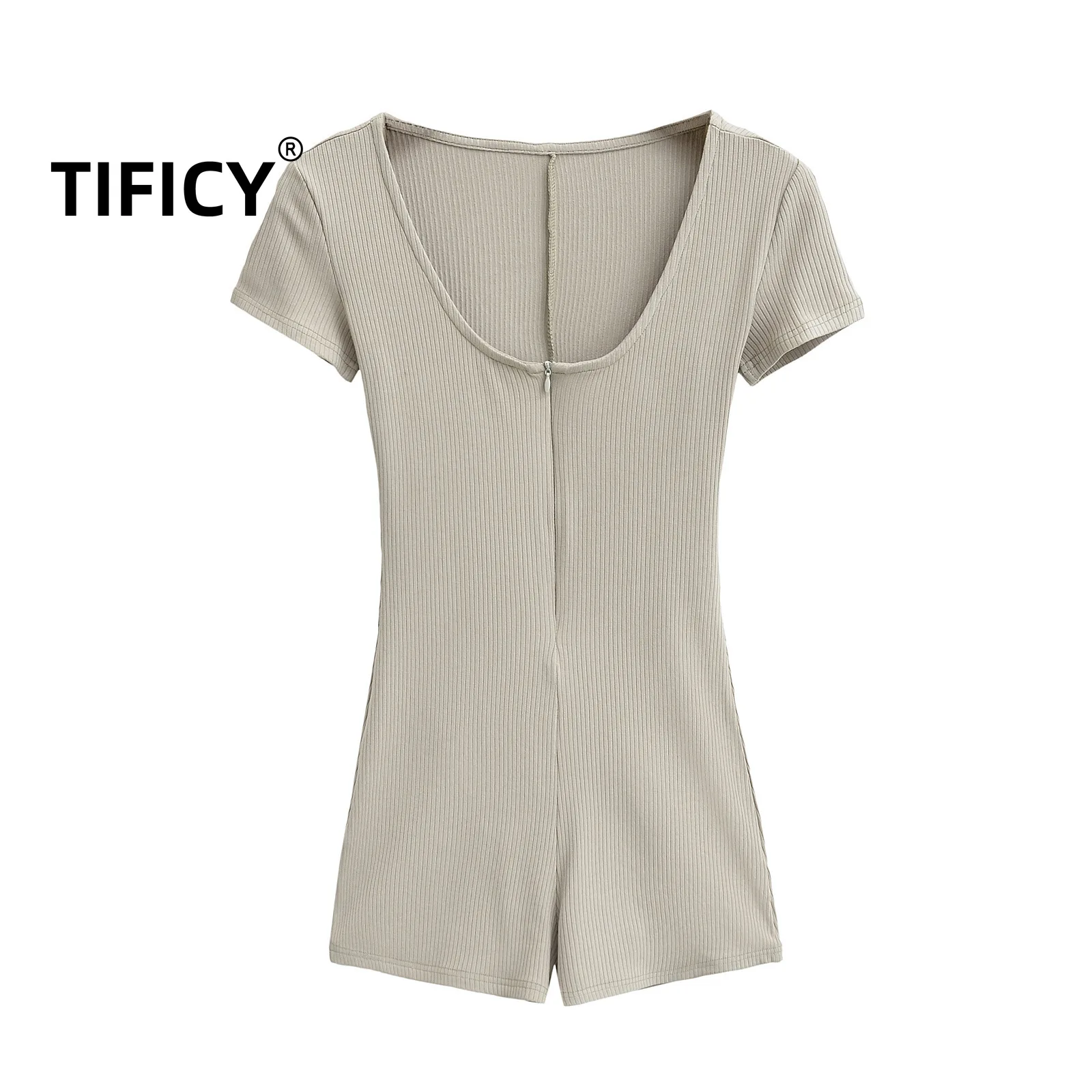 Sexy Hot Girl Short Sleeved Jumpsuit and Romper Women's New Style To Show Off Figure Yoga Fitness V-neck Zipper Leggings Shorts