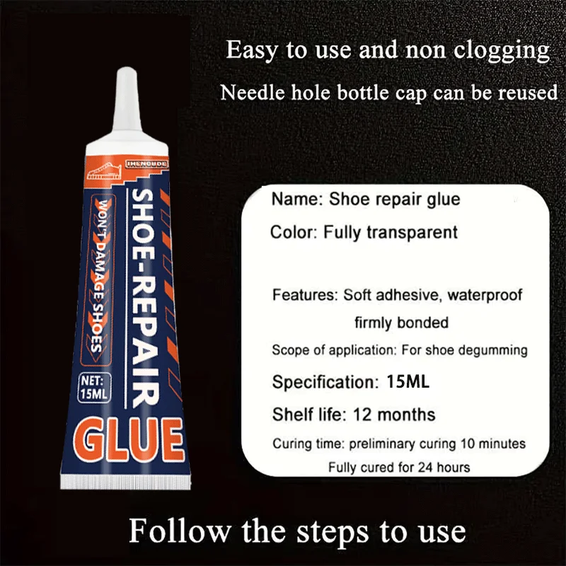 Strong Flexible Shoe Repair Glue, Waterproof Adhesive Fix Shoe Sole Detachment & Upper Split Avoid Expensive Shoe Replacement