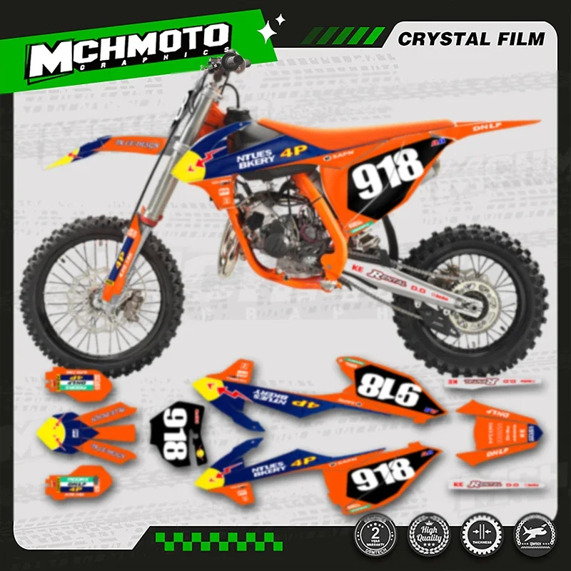 

MCHMFG Full Set Graphics Background Decal Stickers Kit Number Name Custom for KTM 2018-2024 SX85 SX 85
