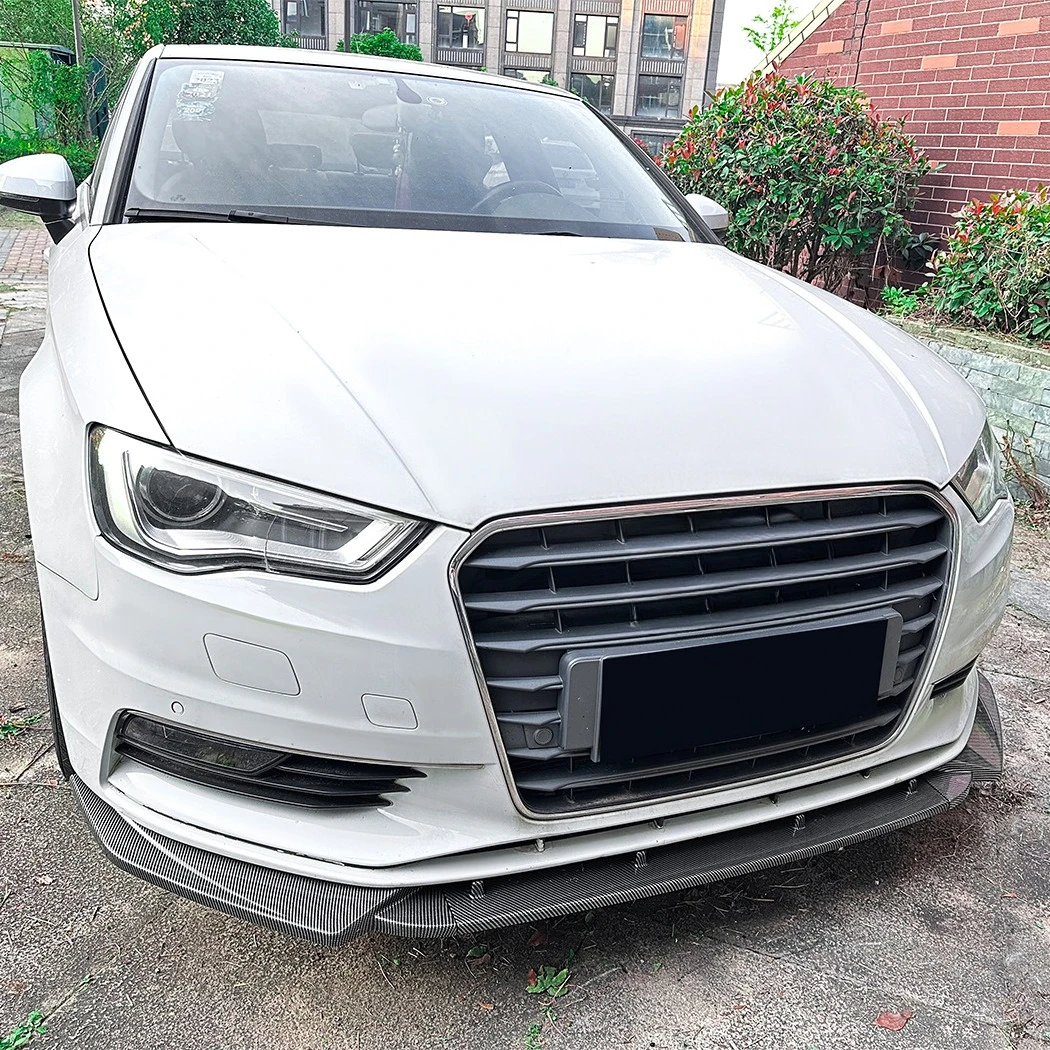 For Audi A3 8V 2013-2016 Front Bumper Lip Spoiler Glossy Black ABS Plastic Aftermarket Car Styling Accessories Aggressive Style view 3