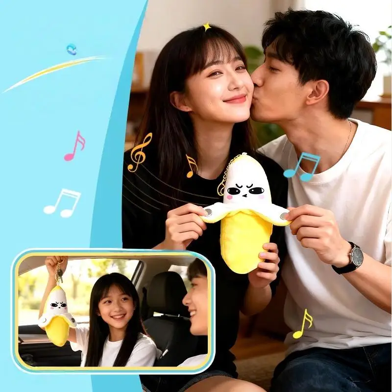 Interactive Plush Toy Keychain with Banana Rhythm Piano Singing Feature for Parent-Child Engagement