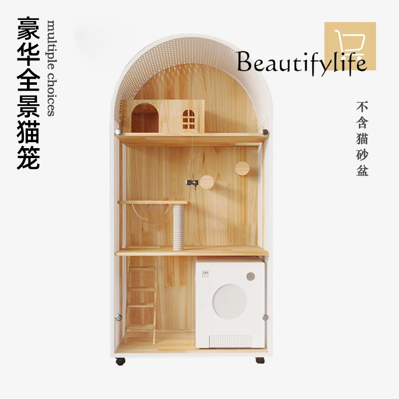 French arched cat villa small apartment integrated luxury panoramic tempered glass house high-end cat room