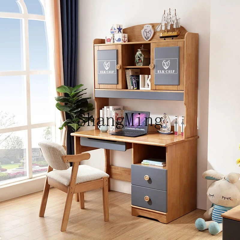 CL  simple all-solid wood desk bookcase integrated writing learning computer desk learning storage