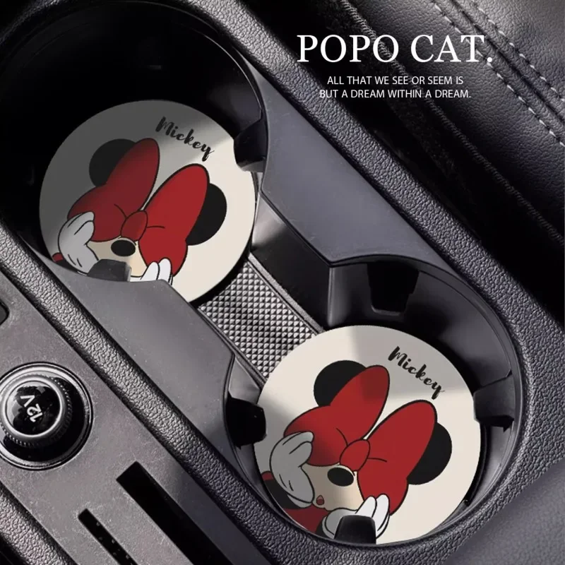 ميكي ميني ماوس الوقايات سيارة زينة حامل الكأس عدم الانزلاق المفارش الكرتون أنيمي المضادة للانزلاق إدراج الوقايات منصات الداخلية #6