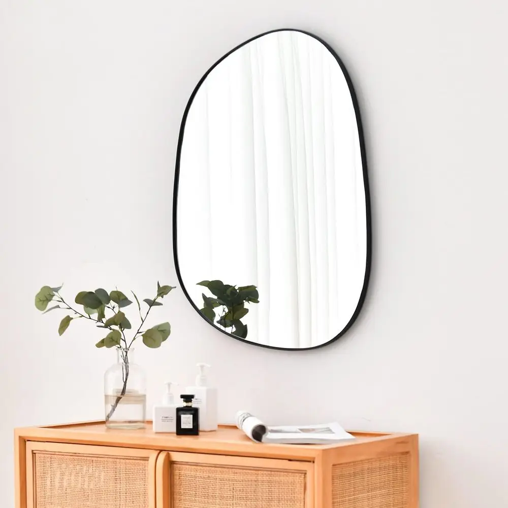 

17.5 x 22.5 Contemporary Black Wall Mirror - Asymmetrical Design for Living Room, Bathroom, or Bedroom - Stylish Home Decor Acce